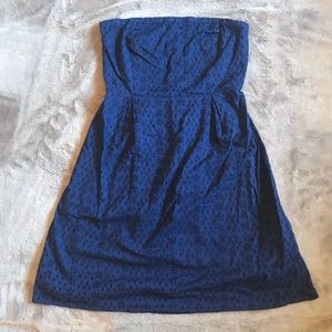 Blue strapless eyelet dress. Great sundress!